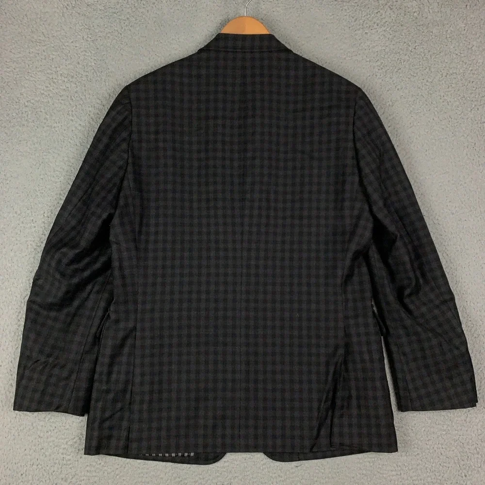 Johnston & Murphy Gingham Check Blazer Sport Coat Men's Medium M Gray Wool Blend